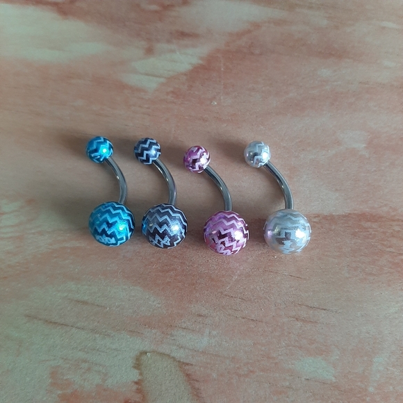 Body Candy 316L Multi-Color Zig Zag 14g   Curved Barbell Belly Ring Navel Pack - Picture 2 of 9